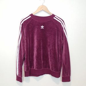 Adidas Original Trefoil Women Velour Tracksuit Sweater Pullover